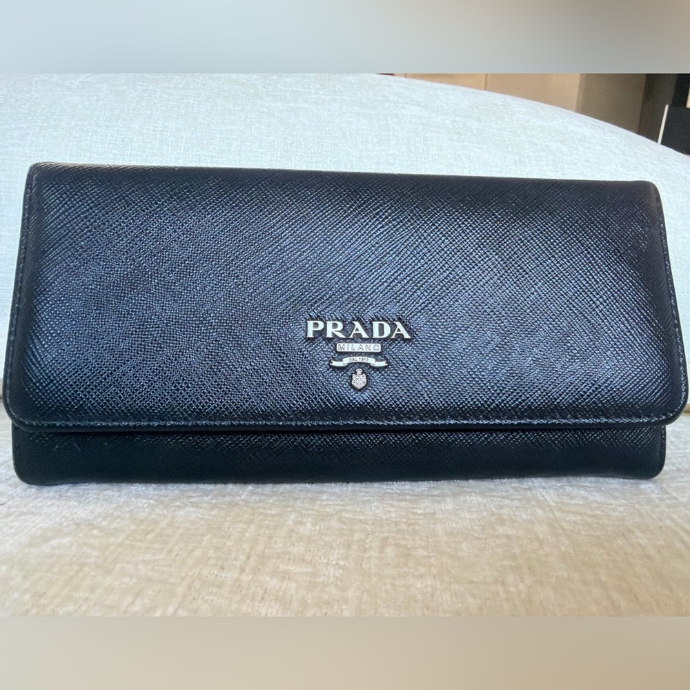Saffiano Leather Continental Wallet , Taupe interior